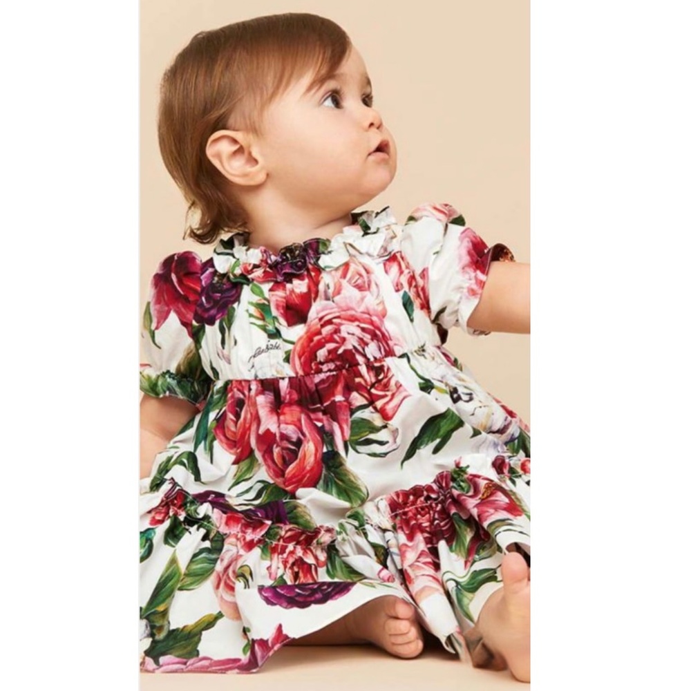 Dolce $ Gabbana Kids Peonies And Rose Print Dress sz 6